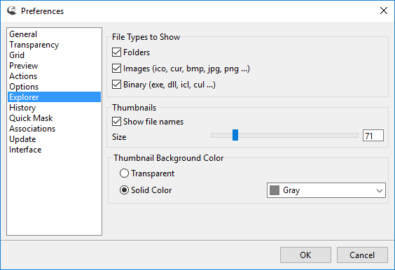 Explorer Preferences